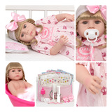 Boneca Reborn Grande Menina Loira Realista Kit Itens Barata