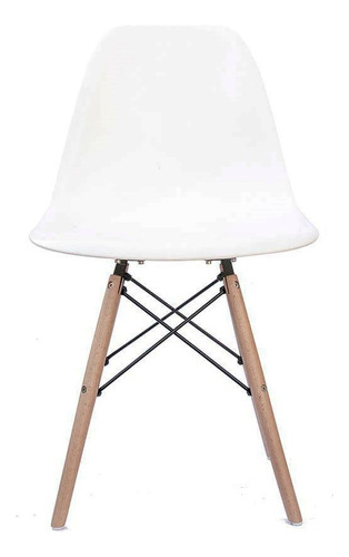 Silla Eames Comedor Blanca Patas Madera- Prestigio Estructura De La Silla Blanco Diseño De La Tela Liso