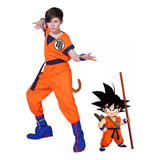 Goku Disfraz Anime Juego De Rol Disfraz Para Niños Fiesta De Halloween Juego De Rol Anime Disfraz Completo Tops Pantalones Cinturón Cola Muñeca