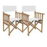 Sillon Silla Director Madera Clara Plegable Jardin Bar X2 Ct Color Blanco