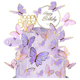 42pzs Decoración Pastel De Mariposa Letrero Feliz Cumpleaño