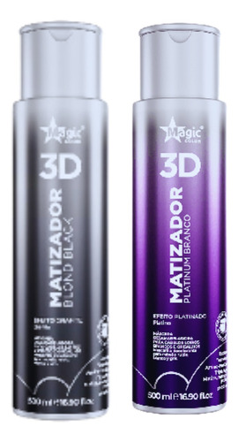 Kit Magic Color Gloss 3d Blond Black + Platinum Branco 500ml