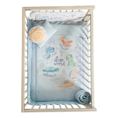 Juego De Edredon Para Cuna Baby T-rex Dinosaurios Vianney Color Azul Cielo Para Bebe Niño | Meses sin interés