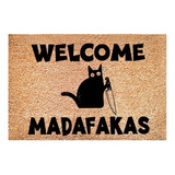 Capacho Com Estampa Completa Dark Cat Welcome Madafakas Fun