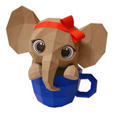 Elefante Tasa Papercraft 3d Papiroflexia Pdf (plantilla Pdf)