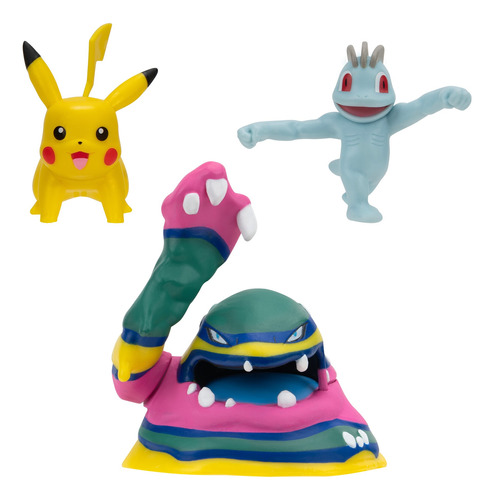 Figuras Pokemon X3 - Machop - Pikachu Y Alolan Muk