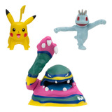 Figuras Pokemon X3 - Machop - Pikachu Y Alolan Muk