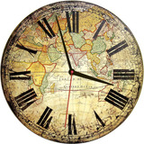 Relógio 25 Cm Retrô Mapa Mundi Antigo