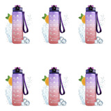 5 Botellas De Agua Motivacional Termo Deportiva 1 Litro Color Morado-rosa