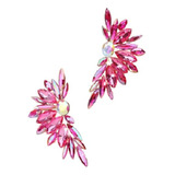 Delicado Brinco Estilo Ear Cuff Dourado Rosa Pink Strass