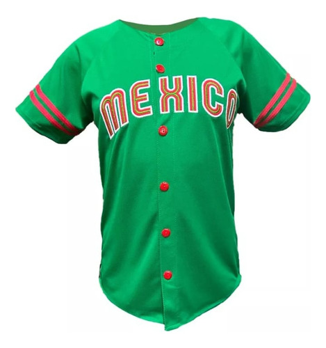 Camiseta Jersey Beisbol Bordado Mexico Verde