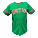 Camiseta Jersey Beisbol Bordado Mexico Verde