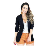 Maxi Blazer Feminino Longo Acinturado Sem Forro Bengaline