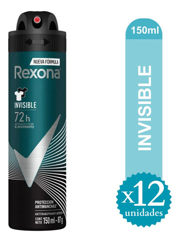 Pack Desodorante Rexona Men Invisible 150ml X 12 Unid - Ma