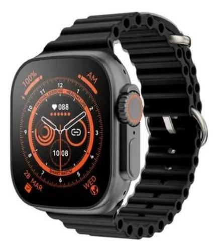 Smartwatch Genérica T800 Ultra 1.99  Caja  Negra, Malla  Negra De  Gel De Sílice