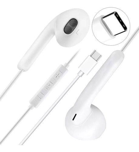 Fone De Ouvido Tipo C Com Microfone Para Samsung E Xiaomi Cor Branco