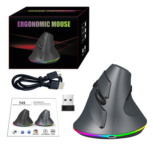 Ratón Ergonómico Vertical Inalámbrico 30ips 4000dpi Rgb