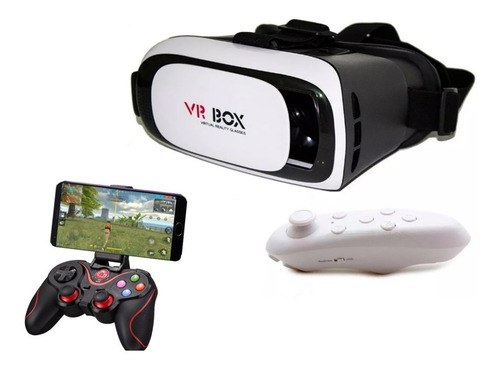 Óculos 3d Virtual Vr Box Android Ios Com Controle De Realidade 