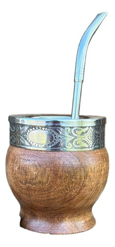 Mate Imperial Algarrobo Alpaca Grabado +bombilla Pico Loro