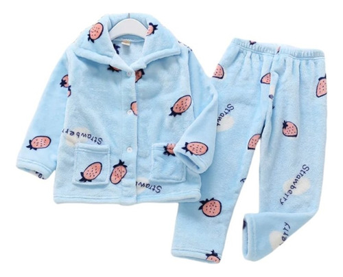 Conjunto 2 Piezas Pijama De Polar Para Niños Niñas Invierno