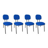 Kit 4 Cadeira Secretaria Fixa Pé Palito Jserrano Azul