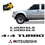 Adesivos L200 Gls 4x4 Turbo 2001/ Emblemas Mitsubishi Preto