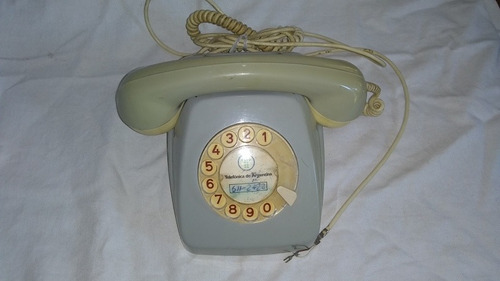 Antiguo Teléfono A Disco Gris Colección Decoración