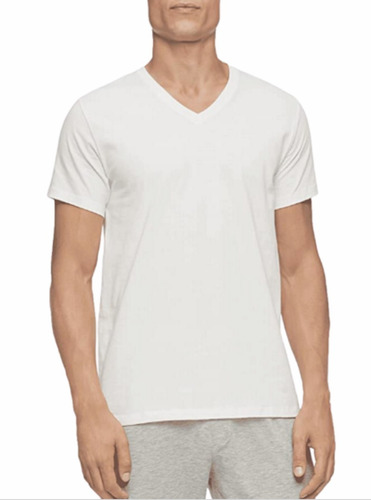 Calvin Klein ® 5 Playeras Blancas Cuello V 100% Algodón