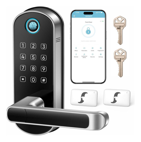 Keyless Entry Smart Door Lock With Door Handle, Wi-fi Dig...