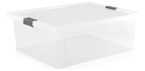 Caja Organizadora Con Broches 37l Transparente-gris