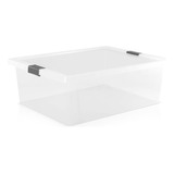 Caja Organizadora Con Broches 37l Transparente-gris