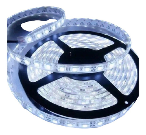 Tira Led Blanco Frio Exterior Más Fuente Y Conector 5 Mts