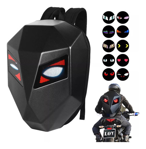 Mochila Motociclista Con Ojos Led Impermeable Para Casco