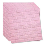 Lamina 3d Ladrillo Rosa Pastel Pack De 10