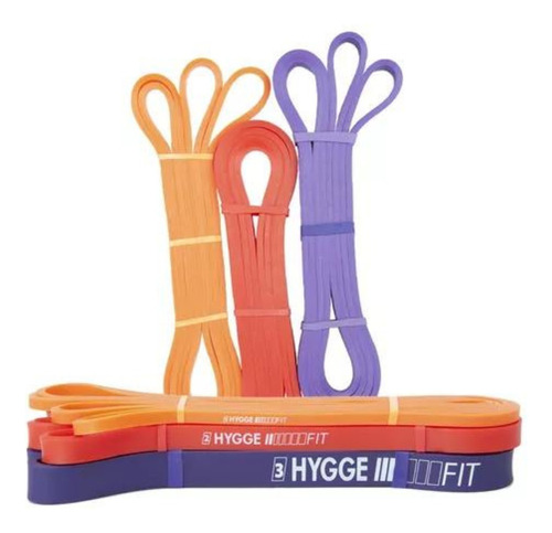 Combo 3 Bandas Dominadas Resistencia Entrenamiento Hyggefit 