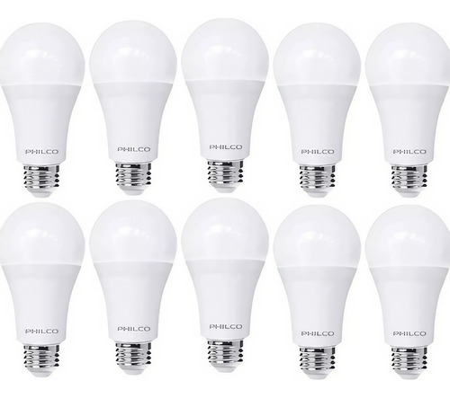 Paquete 10 Focos Led 15w Rosca E26 1350 Lumenes Luz Blanca 6500k Lampara Candil Farol Watts Frio Ahorradores 57309 Philco