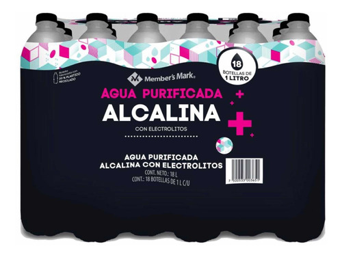 Agua Purificada Alcalina Members Mark 18 Pzas 1l