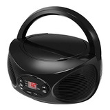 Radio Fm Portátil Bluetooth Y Reproductor De Cd, Color Negro