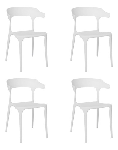 Silla Niviko Living Comedor Jardin Set X4 Apilable Plastica