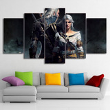 Painel Quadro 5 Partes The Witcher Gamer Decoração 115x60cm