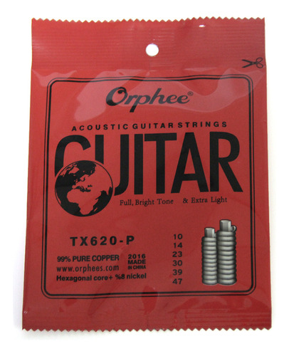 Set De Cuerdas Orphee Tx620-p P/guitarra Acústica, 6 Pzs.