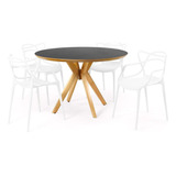 Mesa De Jantar Marci Premium Preta 120cm +4 Cadeiras Allegra