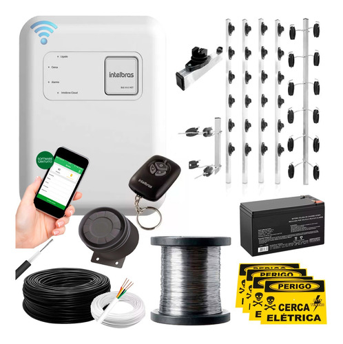 Kit 30m Cerca Elétrica Big Industrial Intelbras Wifiapp 0.90