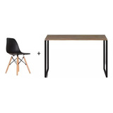 Kit Mesa Industrial E 4 Cadeiras Eames Design Wood Reforçada