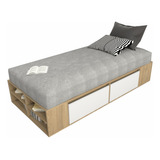 Cama Box Sommier De 1 Plaza Juvenil Con Cajones  6440