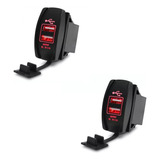 2x Switch Cargador Doble Usb Iluminado 12v Para Auto 5v 3.1a