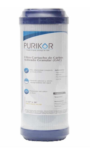 Filtro Cartucho De Carbón Activado Granular 4.5 X 20 Purikor