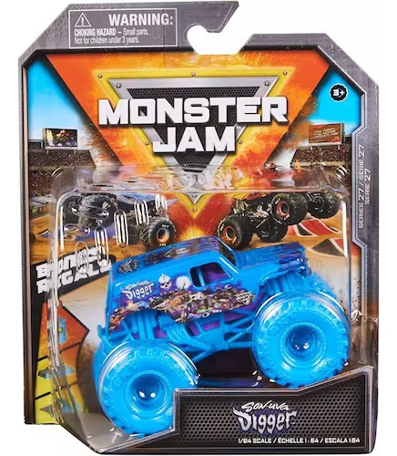 Monster Jam Son Uva Digger Azul, Camion Monstruo Truck 1:64
