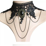 Collar Gargantilla Choker Encaje Pendant Negro Gotico Mujer