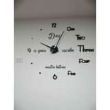 Reloj De Pared 3d 100 X 100 Cm Color Negro + Frase En Vinilo